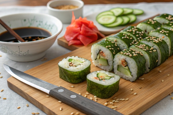 سرو نهایی سوشی با خیار