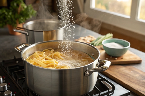 پخت پاستا درقابلمه برای تهیه پاستا با گوجه و سیر