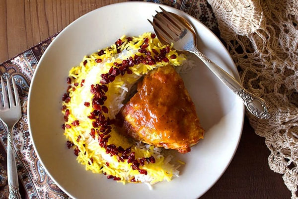 زرشک پلو با مرغ مجلسی 