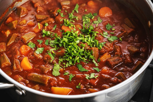 خورشت بامیه رژیمی بدون گوشت