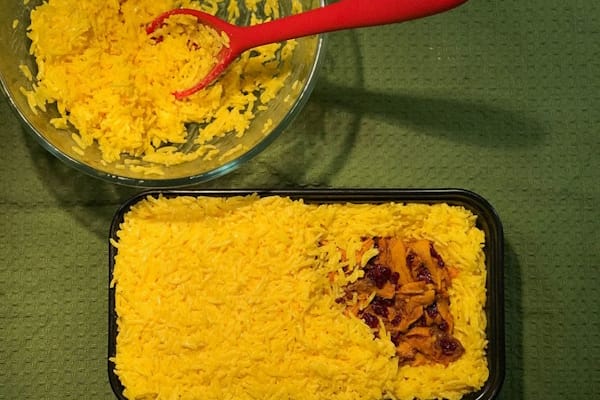 طرز تهیه ته چین مرغ با گردو