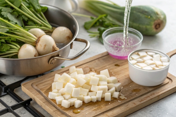 آماده سازی شلغم برای آش