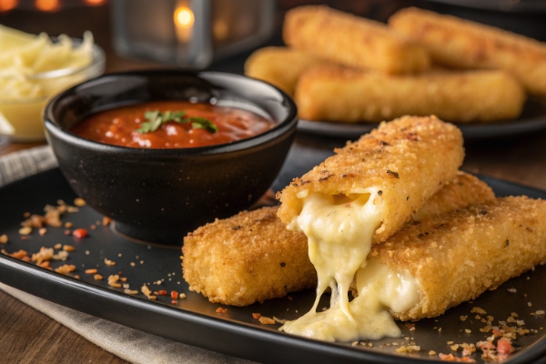 پنیر موزارلا سوخاری در کنار سس چیلی