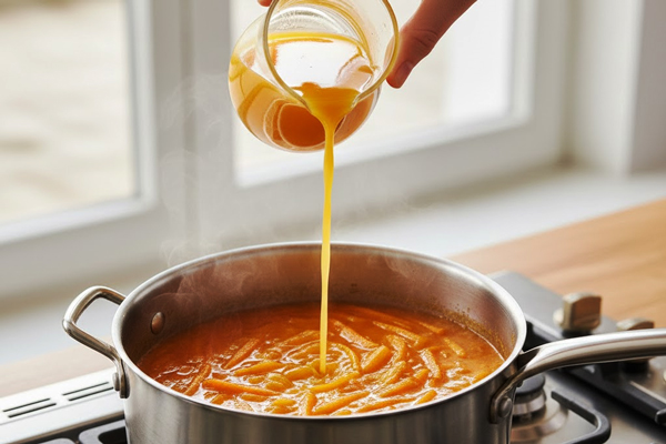 اضافه کردن آبلیمو و وانیل به مربا هویج و پرتقال