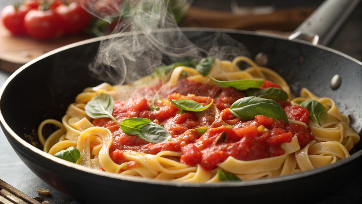 طرز تهیه پاستا با گوجه و سیر