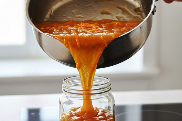 لعاب و غلظت مربا هویج با پرتقال