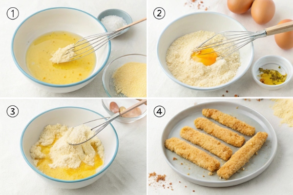 آماده کردن رشته‌های موزارلا در تهیه موزارلا سوخاری