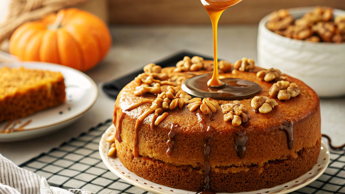 طرز تهیه کیک کدو حلوایی با گردو