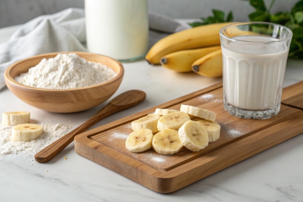 مواد اولیه شیر موز با شیر خشک