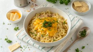 طرز تهیه نودل با پنیر چدار