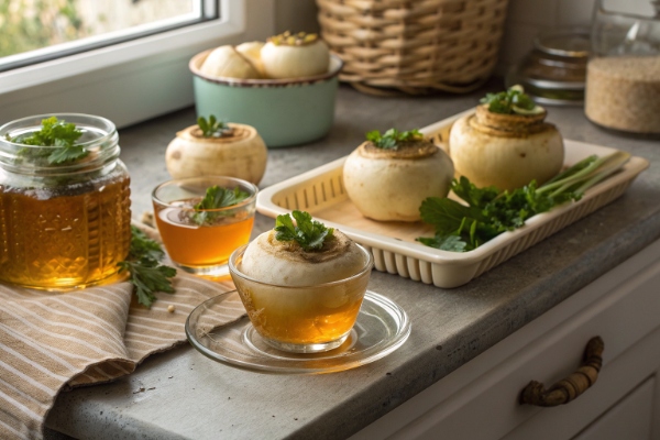 پر کردن شلغم‌ها با عسل