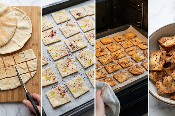 آماده سازی نان فتوش برای سالاد فتوش