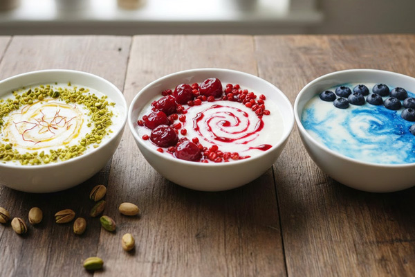 تزئین شیر برنج با ترکیب های رنگی مختلف