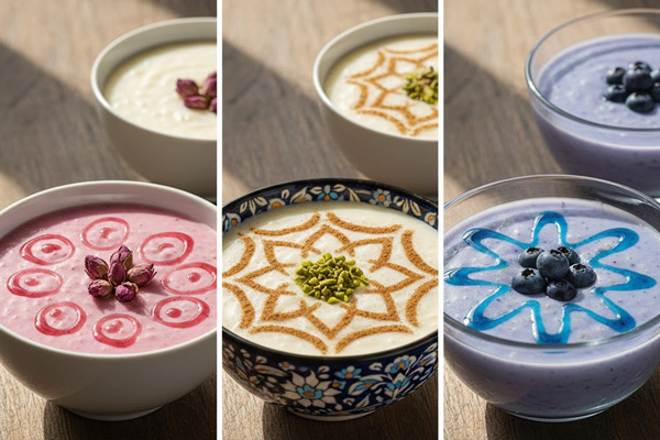 تزئین شیربرنج در قالب‌های تک‌نفره