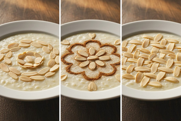 تزئین شیر برنج با بادام