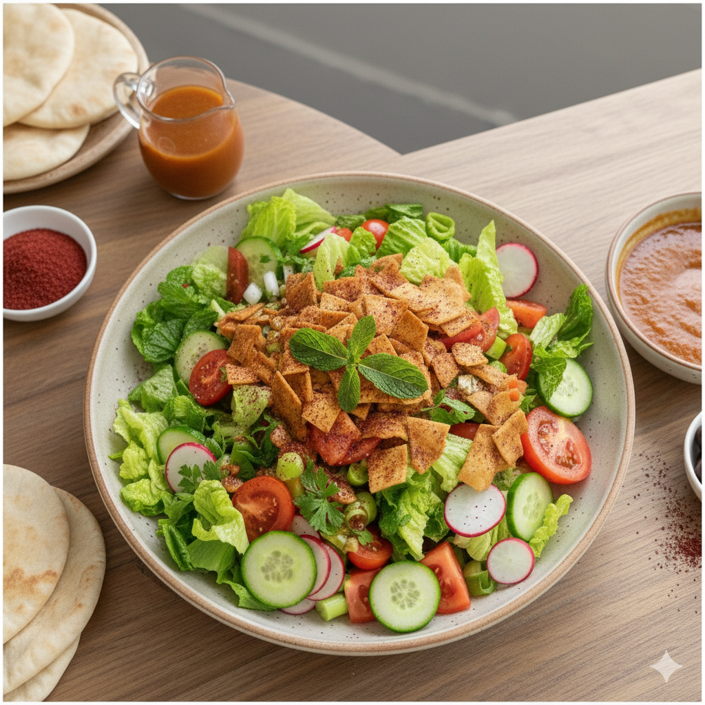 سرو یک بشقاب سالاد فتوش