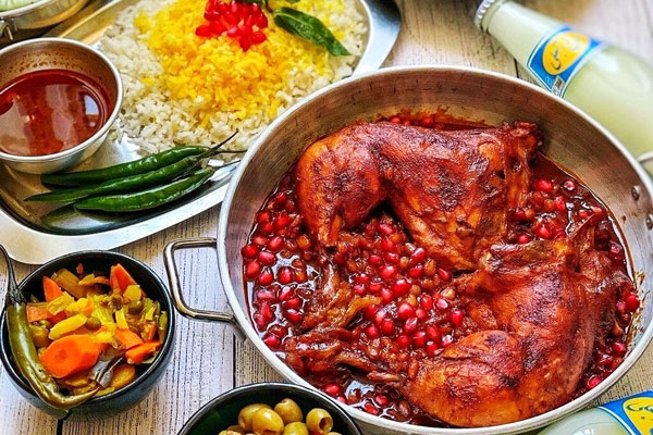 مرغ ناردونی برای شام شب یلدا  