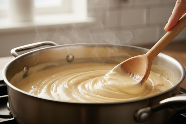 درست کردن سس بشامل برای سوفله مرغ