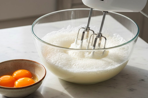 آماده کردن سفیده‌ها برای تهیه مرنگ یلدایی