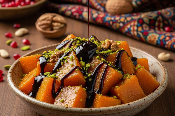 دسر کدوحلوایی با شیره انگور