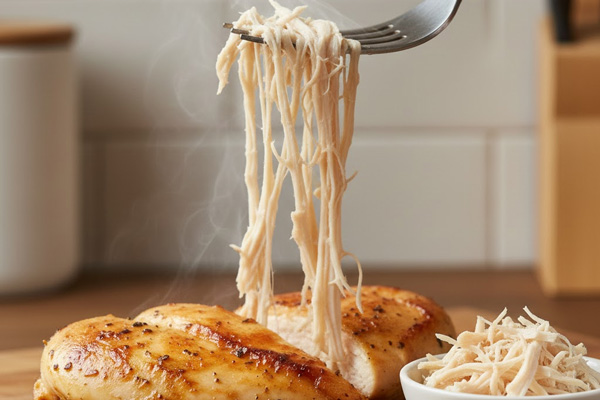 ریش ریش کردن مرغ پخته برای تهیه سوفله