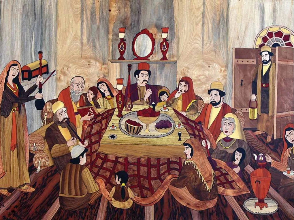 نقاشی از شب یلدا و دورهمی یلدا