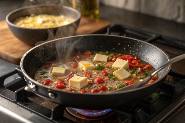 تفت دادن مواد پایه املت ترکیه ای