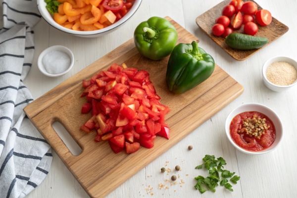  آماده‌سازی سبزیجات املت ترکیه ای