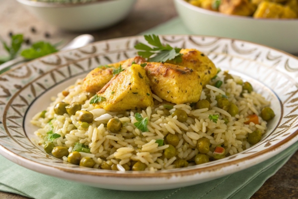 سرو ماش پلو با مرغ