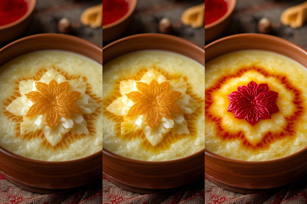 تزئین زعفرانی دو رنگ شیربرنج