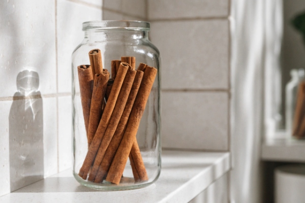 چوب دارچین د بطری شیشه ای