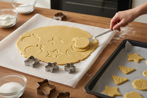 قالب زدن خمیر کوکی یلدایی