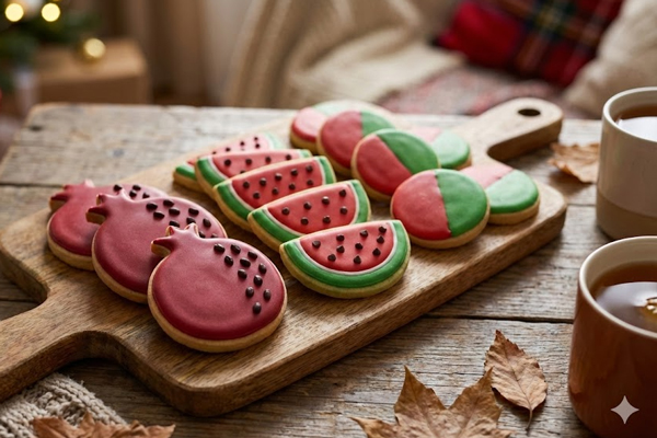 کوکی یلدایی به شکل انار و هندوانه