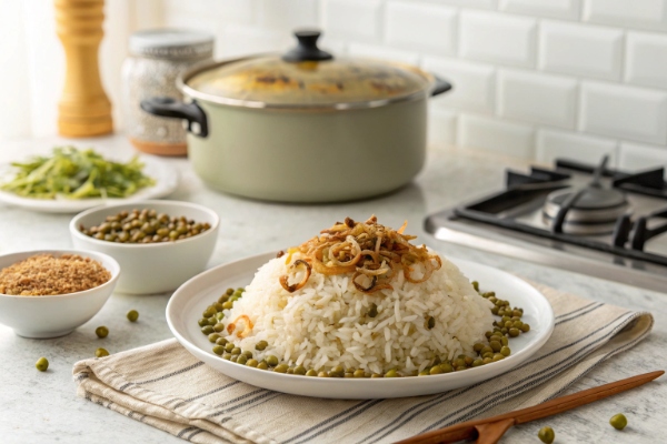 سرو یک دیس ماش پلو اصفهانی