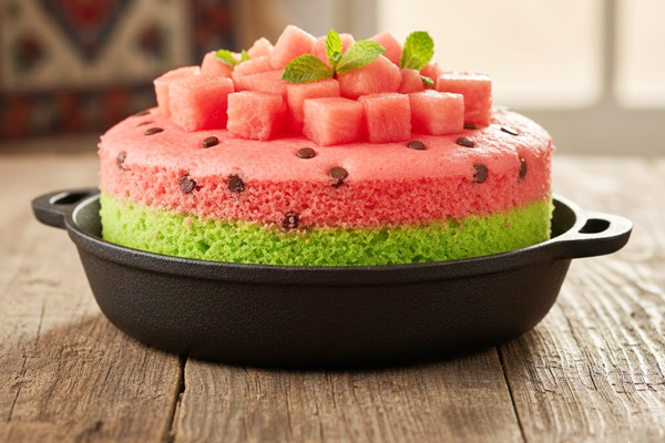 کیک یلدایی هندوانه در قابلمه