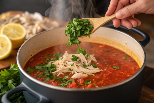 اضافه کردن سبزی به سوپ جو پوست کنده 