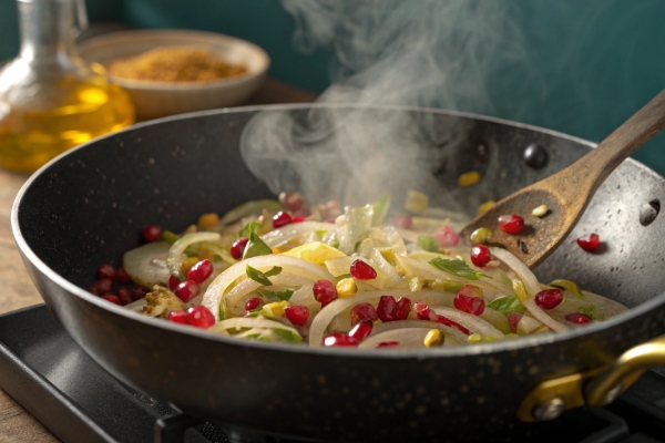 آمادهسازی ترکیب انار، پیاز و پسته