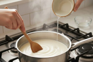 اضافه کردن آب به فرنی