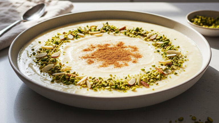 طرز تهیه فرنی با شیر و آرد برنج