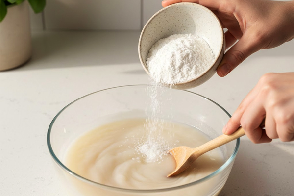 خیس کردن نشاسته با آب سرد در تهیه فرنی با نشاسته و آب