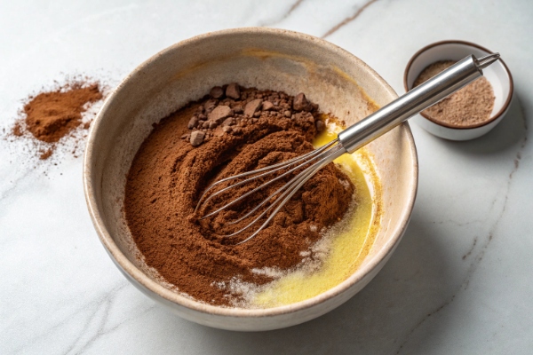 ترکیت کاکائو و روغن در تهیه سس شکلاتی بدون شیر