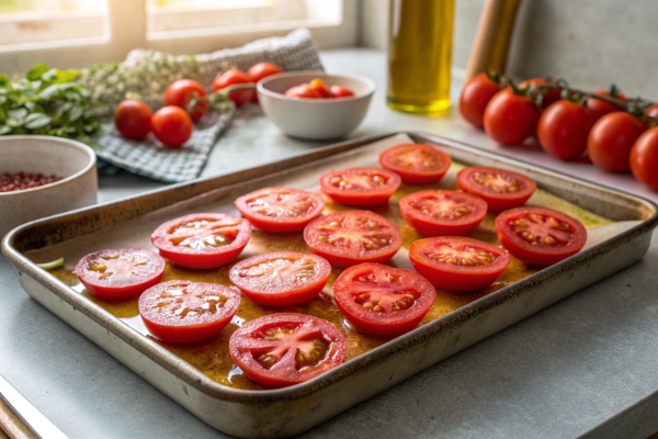 آماده‌سازی گوجه‌فرنگی برای تهیه اسپاگتی گوجه