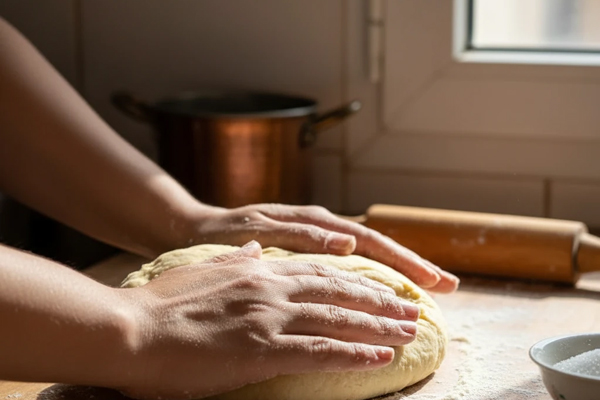 ورز دادن و استراحت خمیر شیرینی زنبوری