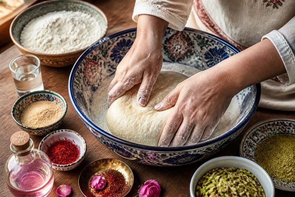 درست کردن خمیر باقلوا پرچمی