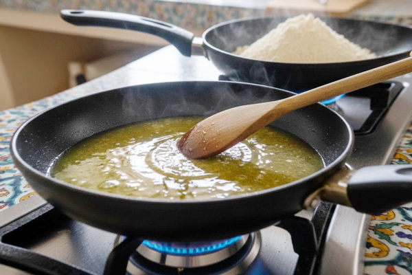 افزودن روغن به مخلوط حلوای زعفرانی با شیرخشک