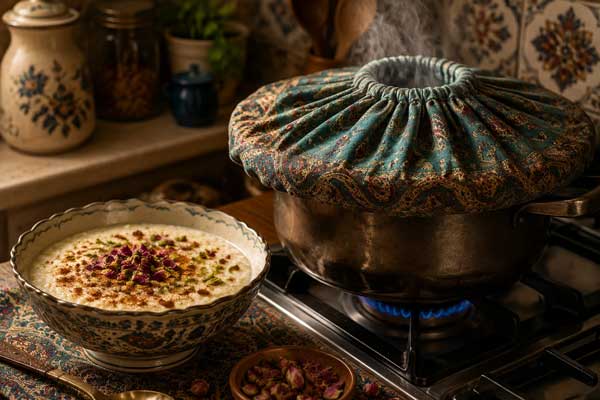 دم کردن شیر برنج بدون خامه