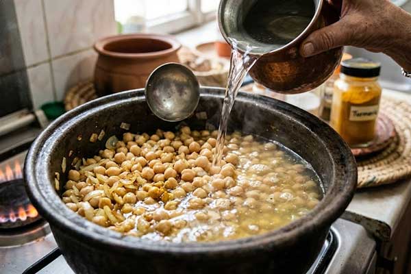 افزودن نخود خیسخورده برای تهیه آبگوشت کلم