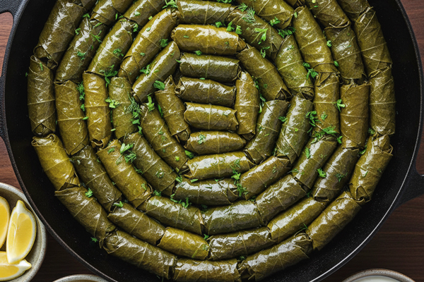 چیدن دلمه برگ مو برای ۶ نفر در قابلمه