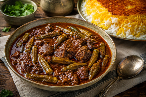 سرو خورشت بامیه اهوازی