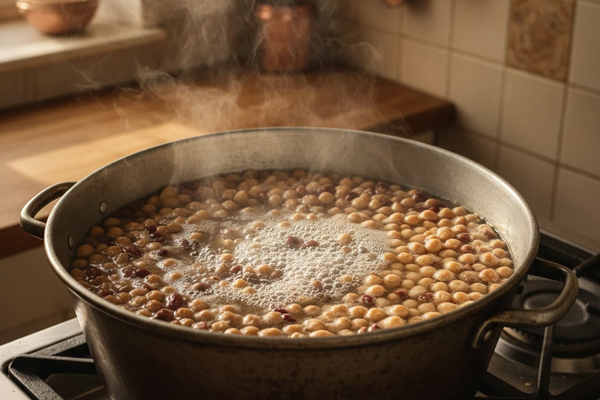 پخت حبوبات در تهیه آش برگ چغندر
